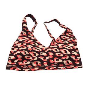 Offline by Aerie Leopard Print Goals Plunge Sports Bra Medium Support Size S